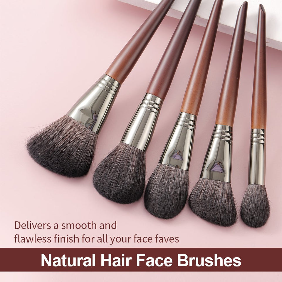 Natural Goat Hair Makeup Brush Set – Eyeshadow & Face Cosmetic Brushes
