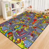 Runway Living Room Carpet – City Traffic Design, Non-Slip Sofa & Bedside Blanket