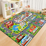 Runway Living Room Carpet – City Traffic Design, Non-Slip Sofa & Bedside Blanket