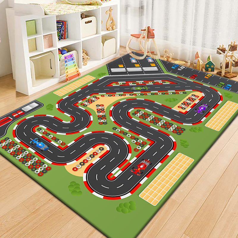 Runway Living Room Carpet – City Traffic Design, Non-Slip Sofa & Bedside Blanket