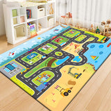 Runway Living Room Carpet – City Traffic Design, Non-Slip Sofa & Bedside Blanket