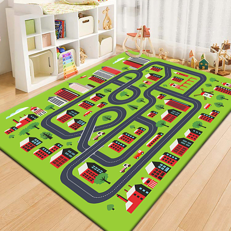 Runway Living Room Carpet – City Traffic Design, Non-Slip Sofa & Bedside Blanket