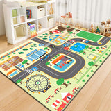 Runway Living Room Carpet – City Traffic Design, Non-Slip Sofa & Bedside Blanket