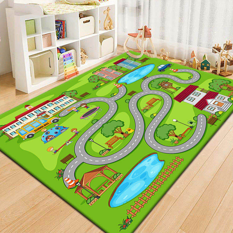 Runway Living Room Carpet – City Traffic Design, Non-Slip Sofa & Bedside Blanket