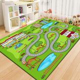 Runway Living Room Carpet – City Traffic Design, Non-Slip Sofa & Bedside Blanket