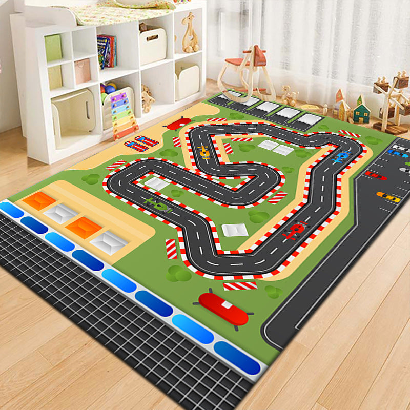 Runway Living Room Carpet – City Traffic Design, Non-Slip Sofa & Bedside Blanket